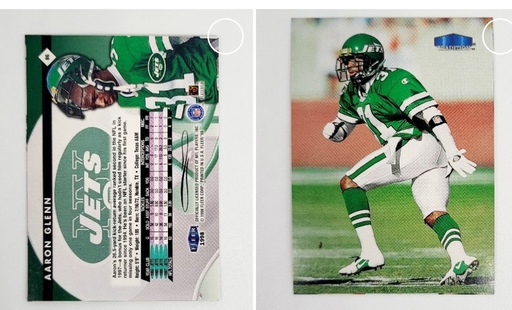 1/1 ? RARE NO NAME LOGO ERROR MISPRINT 1998 Fleer Tradition AARON GLENN NEW YORK