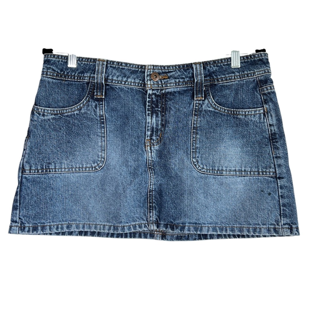 Vintage Y2K L.E.I. Low Rise Denim Micro Mini Jean Skirt Size 11 90s Preppy Indie