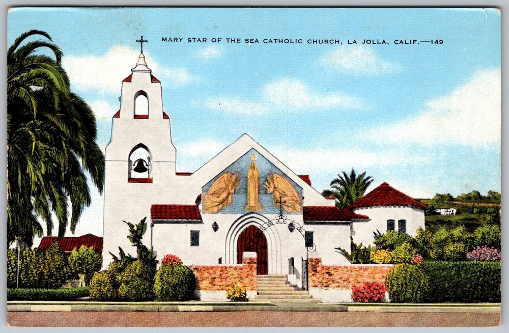 Vtg Postcard Mary Star Of The LA Jolla, CA 1930s