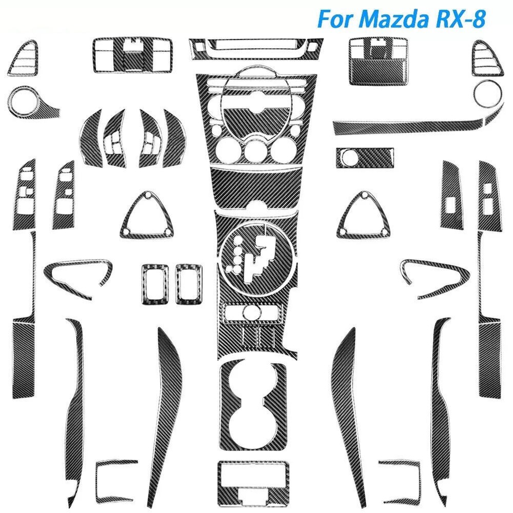 49Pcs Real Carbon Fiber Kits Whole Interior Trim Cover For Mazda RX8 RX-8 04-08