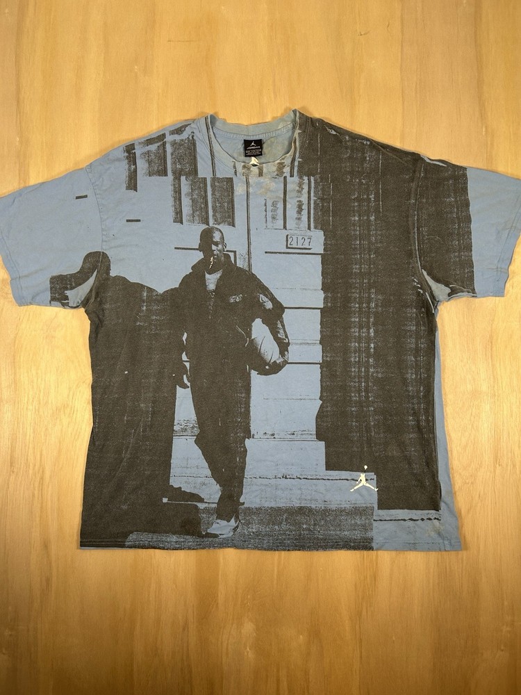 Vintage Air Jordan Michael Jordan AOP T-Shirt XXL All Over Print Blue Distressed