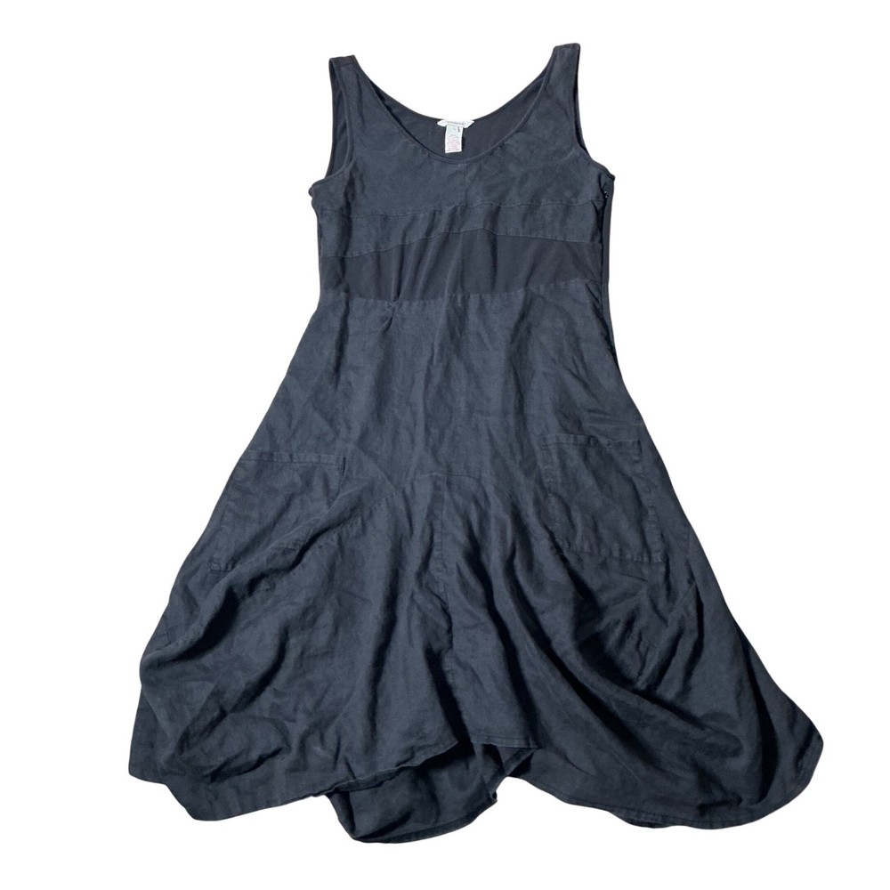 Sundance Womens Lagenlook Coastal Linen Sleeveless Midi Dress Pockets Size Large