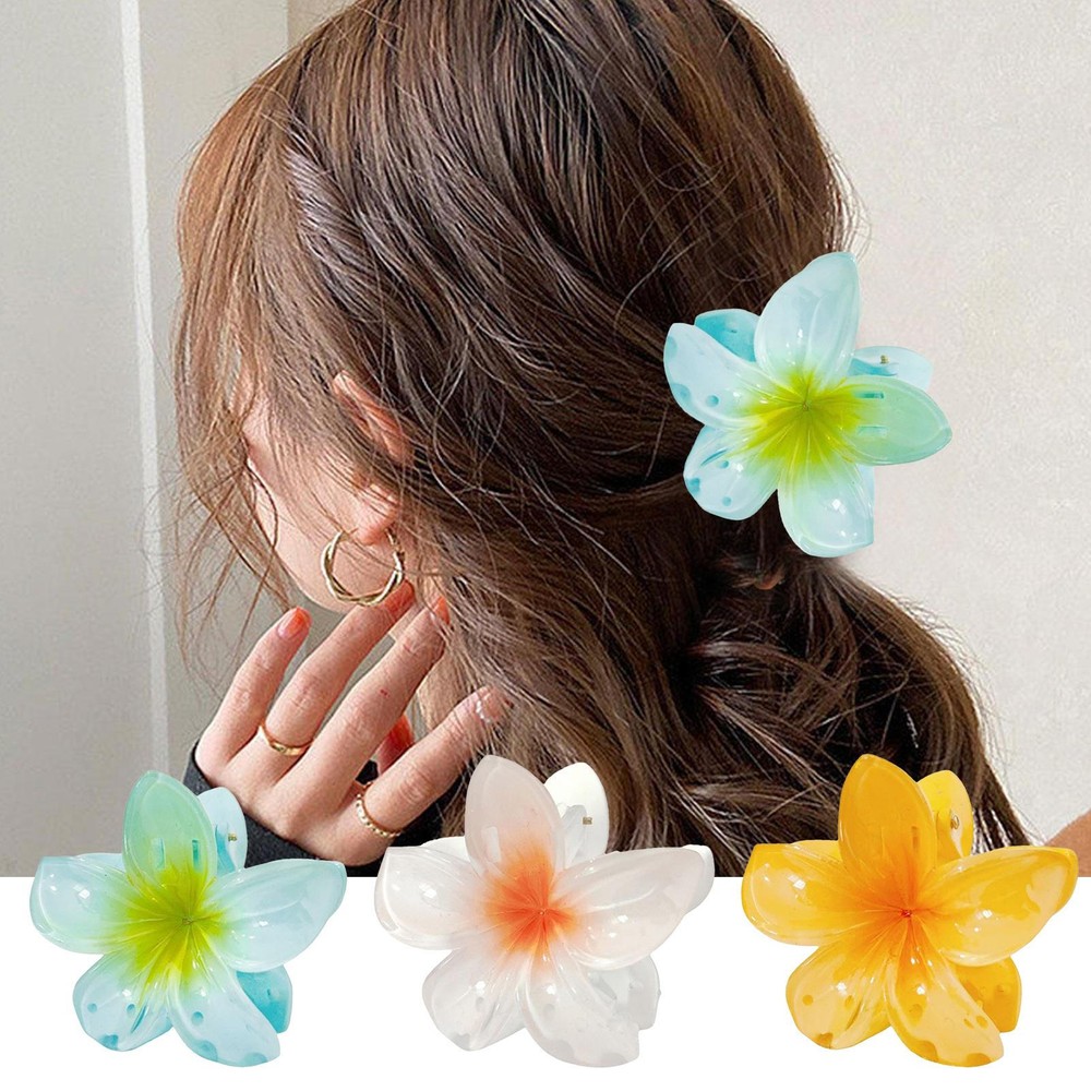 Hawaiian Flower Hair Clips for Women 1 Pack Flower Hair Claw Clips Plumeria Claw