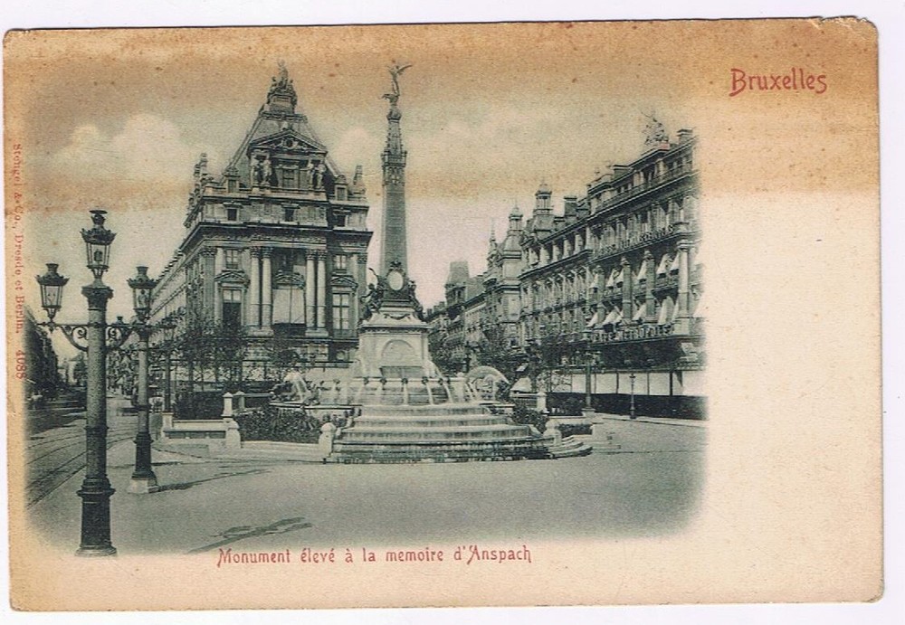 Postcard Anspach Monument Brussels Belgium