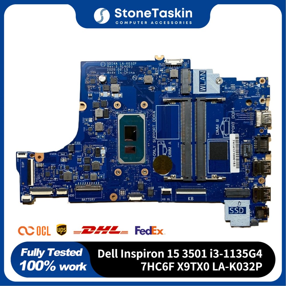 For Dell Inspiron 15 3501 Motherboard Intel i3-1135G4 7HC6F X9TX0 LA-K032P