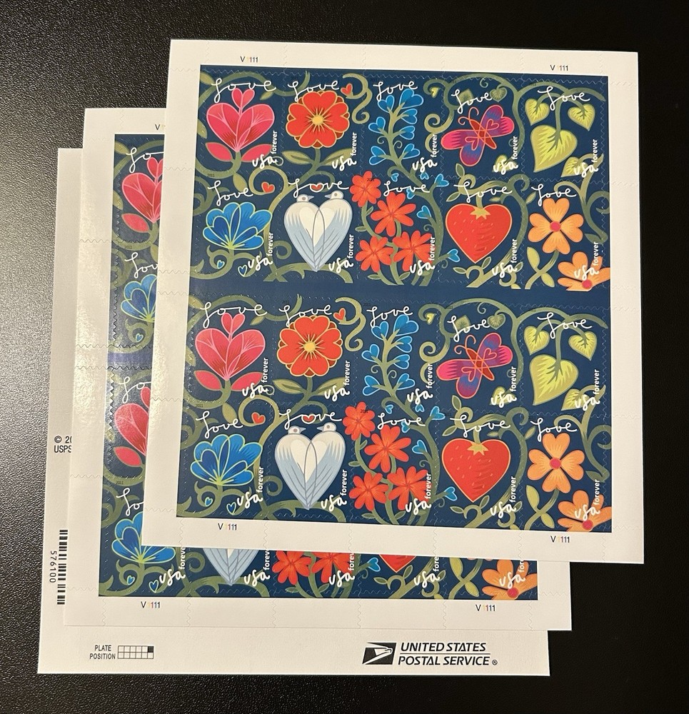 USPS (1334) Garden of Love Forever Stamp Sheet Panes 2 Sheets FREE SHIPPING