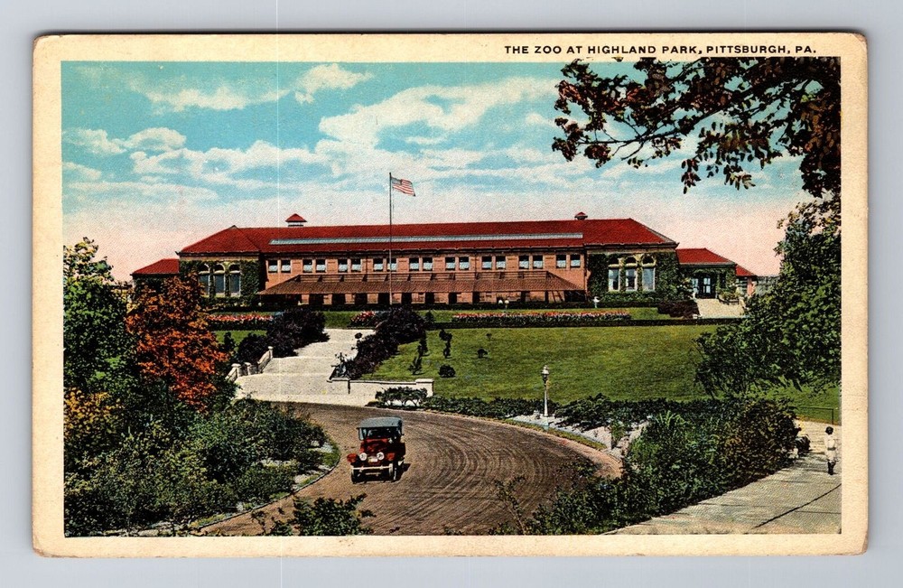 Pittsburgh PA-Pennsylvania, Zoo at Highland Park, Antique Vintage Postcard