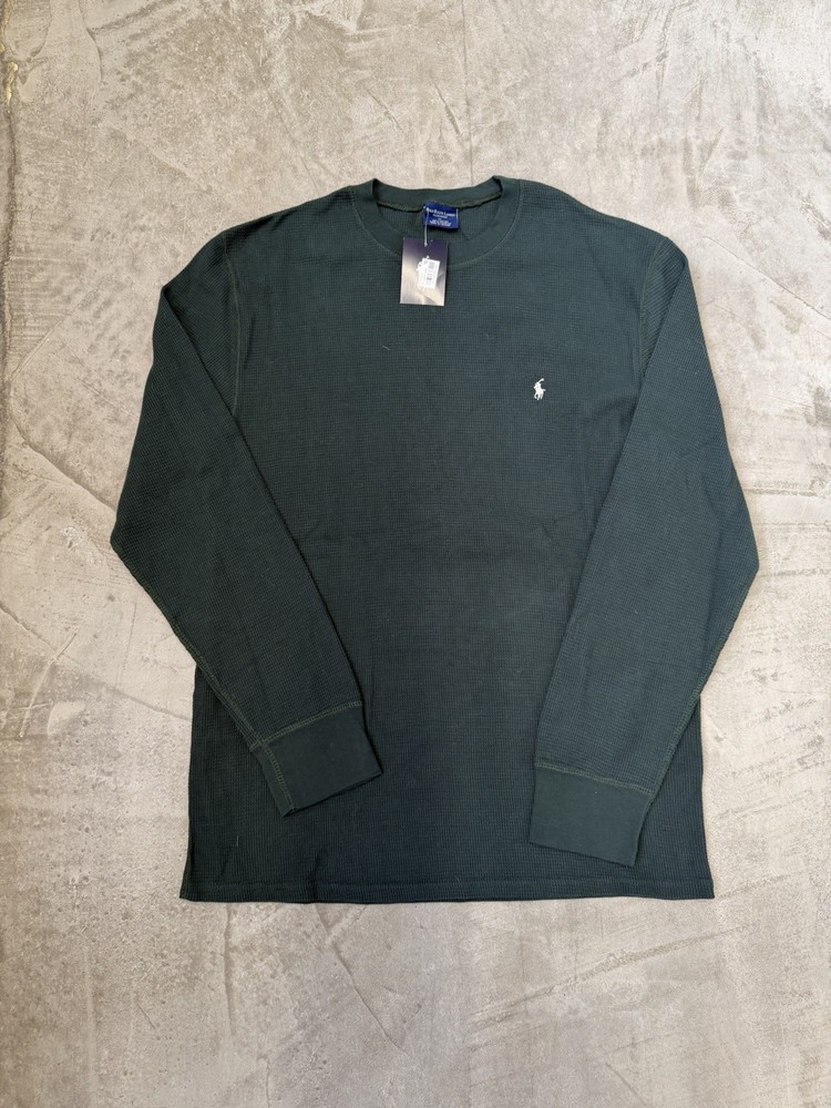 Polo Ralph Lauren Thermal Knit Cotton Green Men's Long Sleeve Crew Tee XL