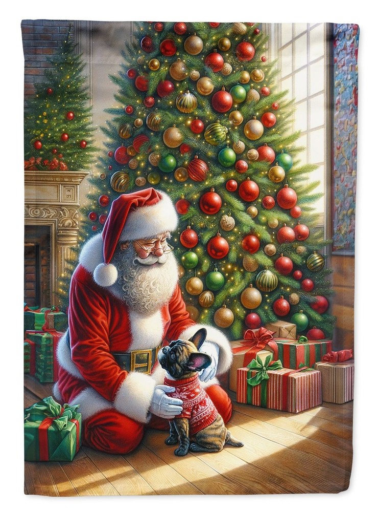 French Bulldog and Santa Claus Garden Flag Mailbox Flag Decorative Yard Flag