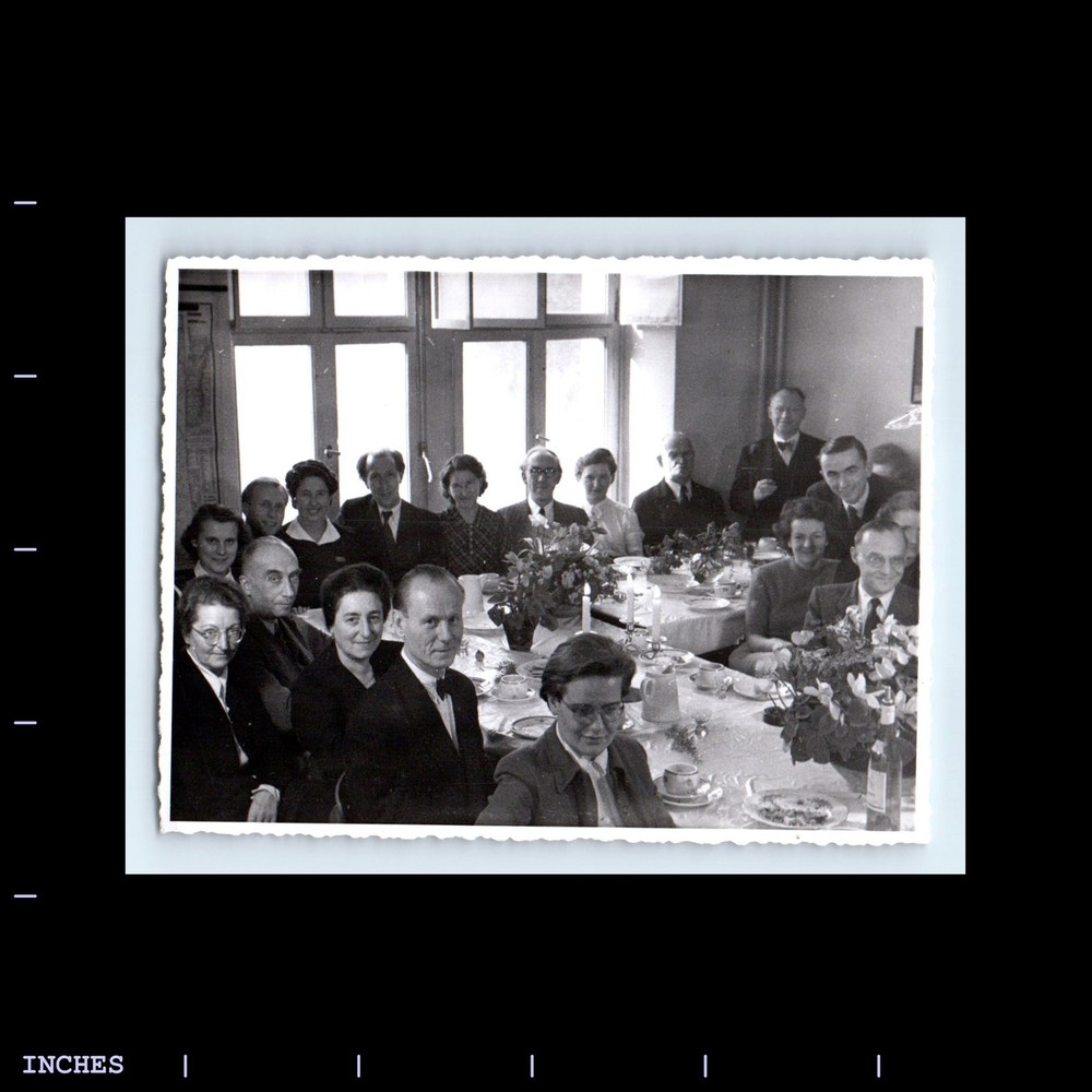 Old Vintage Photo MEN WOMEN SITTING AROUND DINNER TABLE