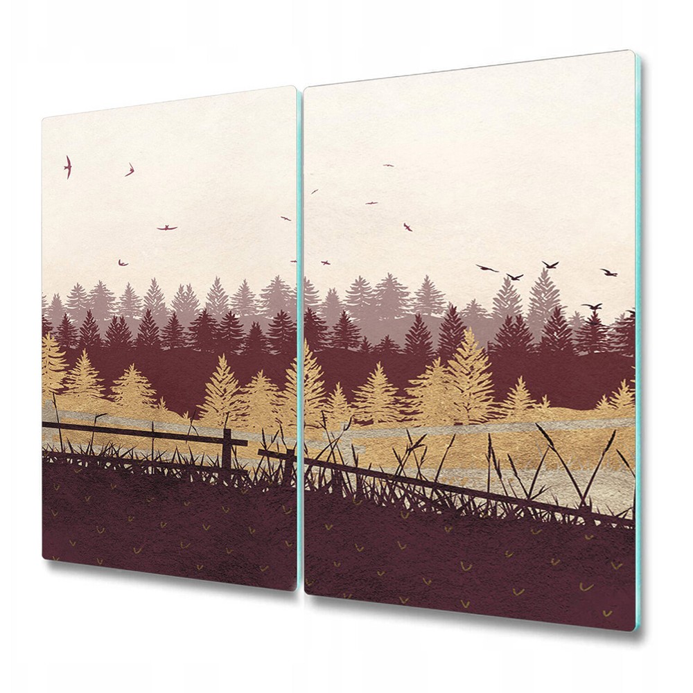 Glass Chopping Serving Kitchen Board Autumn Forest Fall Trees Forest 2x30x52
