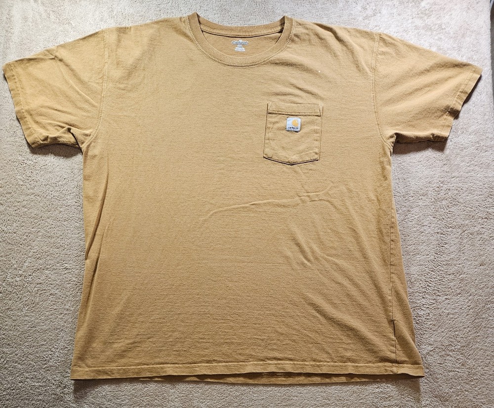 Carhartt Shirt Men's 2XL XXL Brown Short Sleeve Cotton Blend Workwear Used Y2K