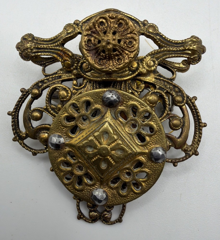 Antique Brooch / Pendant - Gold Tone - Sentimental Journey - 1 of A Kind