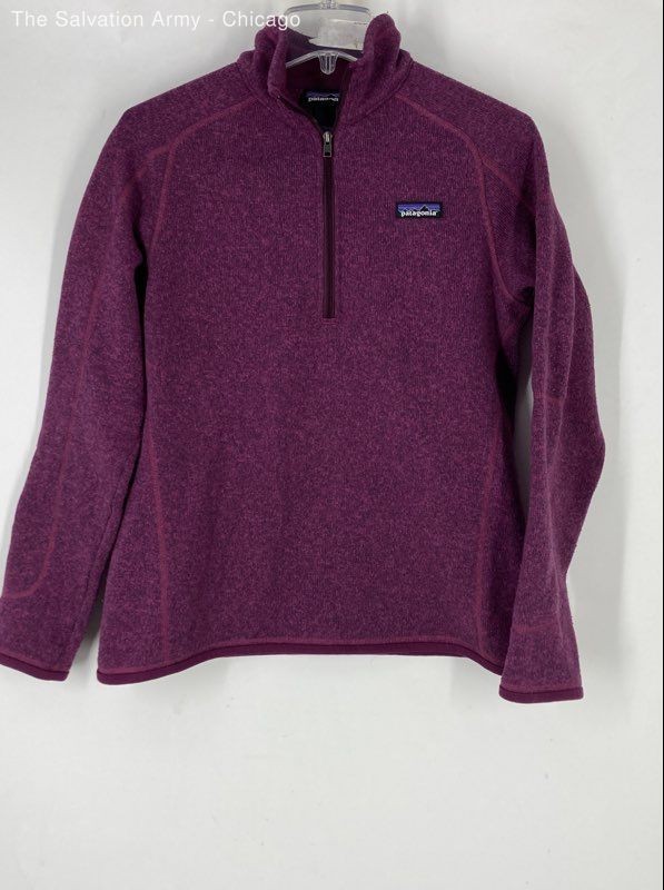 Patagonia Womens Purple Long Sleeve Knitted Quarter-Zip Jacket Size Medium