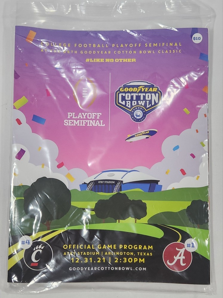 2021 Cotton Bowl CFP Semifinal Program - Cincinnati vs Alabama - New Mint Condition