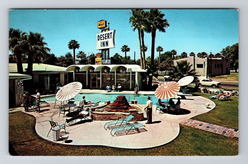 Phoenix AZ-Arizona, Desert Inn, Pool Side View, Vintage Postcard