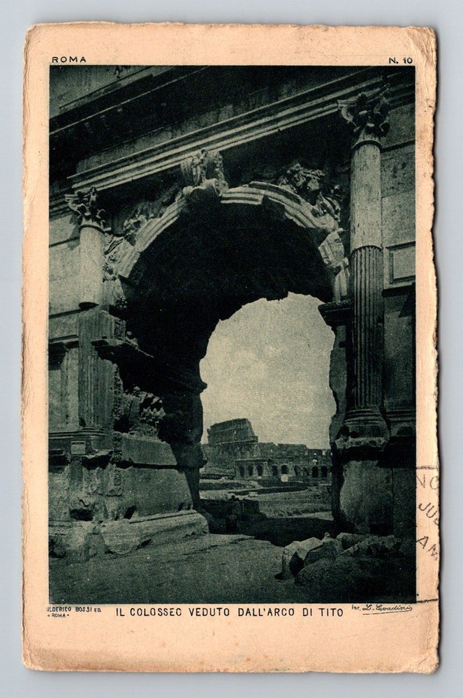 Italy- Rome The Collseum Seen From The Arch Souvenir Old Postal Vintage Postcard