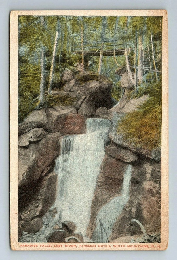 White Mountains NH-New Hampshire, Paradise Falls, Scenic View, Vintage Postcard