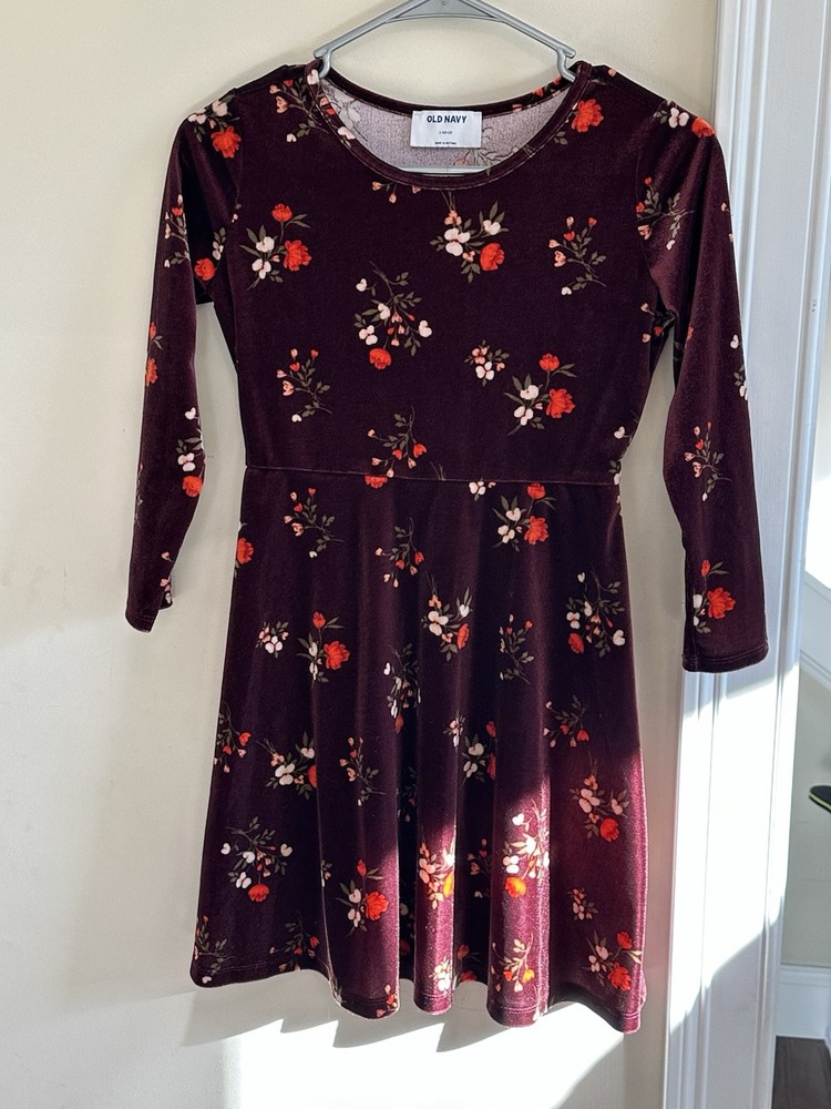 Old Navy Girls Size L (10/12) Burgundy Floral Dress