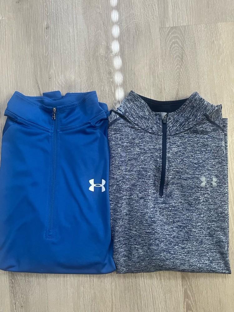 Lot Of 2 Under Armour Activewear Long Sleeve Men’s Shirts Size Medium Grey/Blue