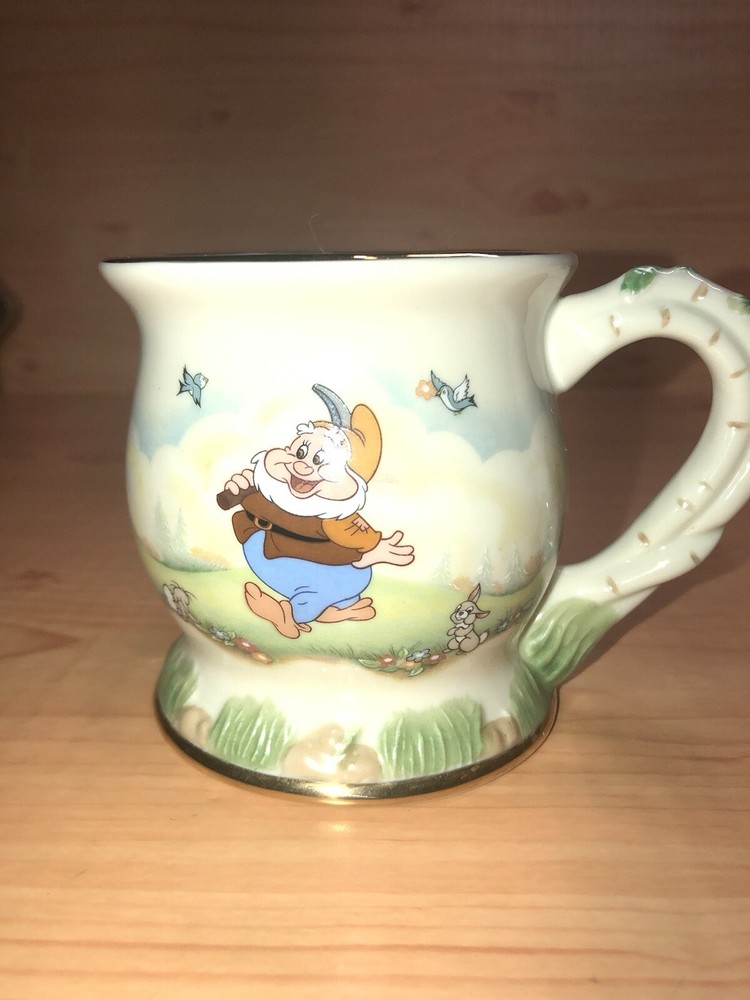 Lenox HAPPY Mug Snow White and the Seven Dwarfs Fine Porcelain Disney,24kGold