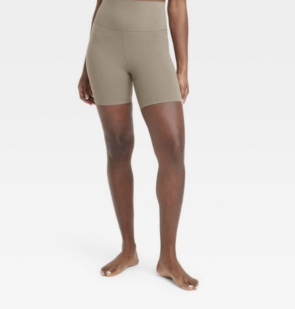 All In Motion Women's Bike Shorts Taupe Everyday Soft Ultra High-Rise XS