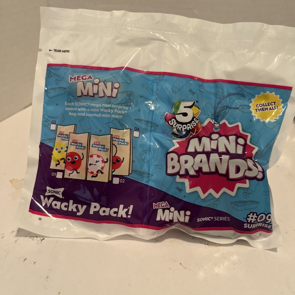 Sonic Mini Brands  # 9 Wacky Pack New Zuru Drive In 5 Surprise Sealed Bag