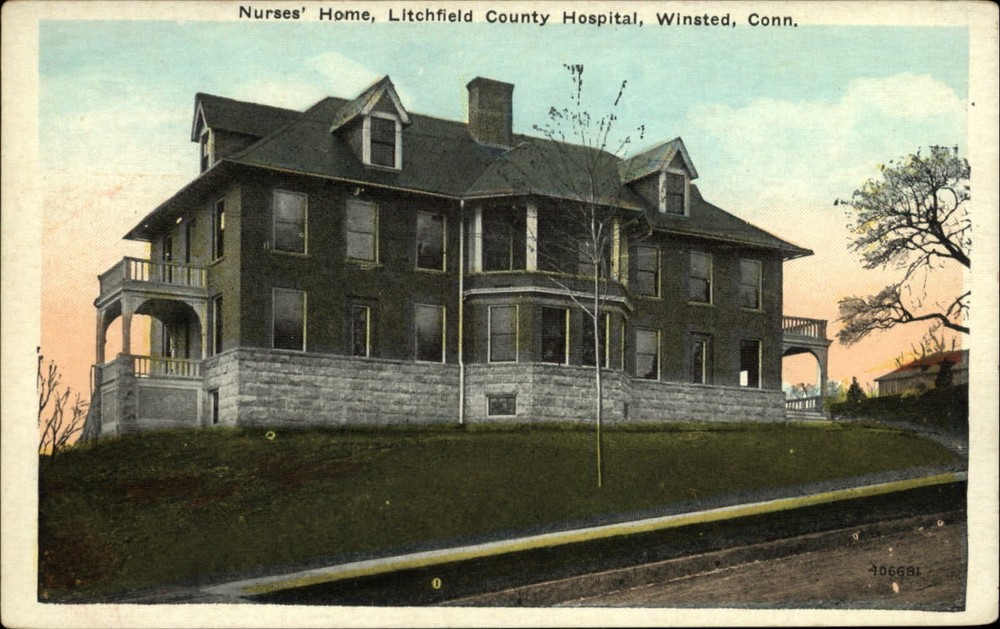 Nurses' Home Litchfield County Hospital Winsted Connecticut ~ 1920s postcard