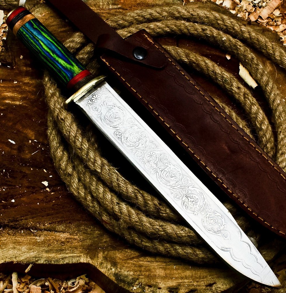 AB Handmade D2 Steel Custom HARD WOOD Hunting Bowie EDC Knife