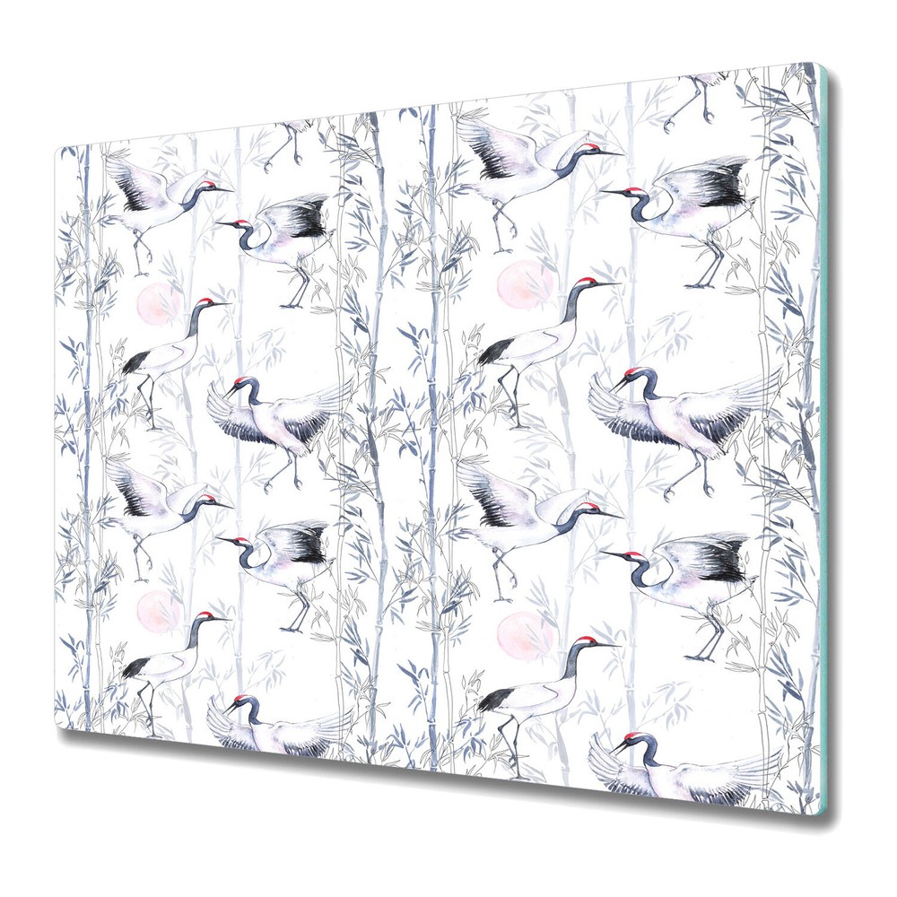 Glass Chopping Cutting Board Dancing Cranes Animals Watercolour Animal 60x52