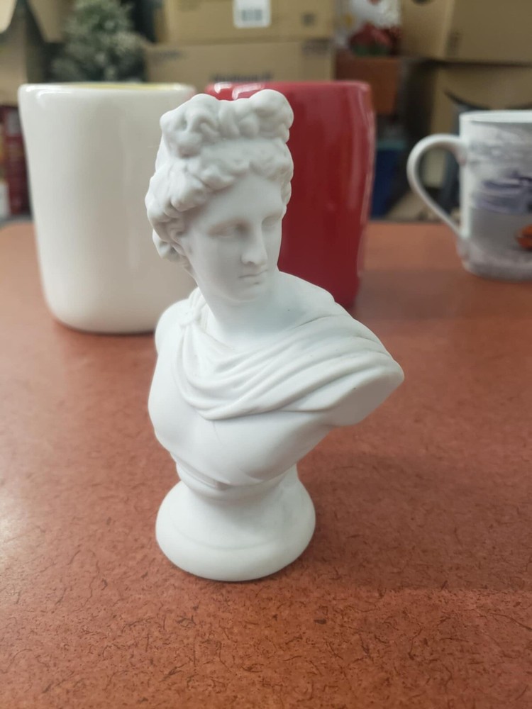 Apollo White Ceramic Greek God Neoclassical Sculpture Statue Bust Mini