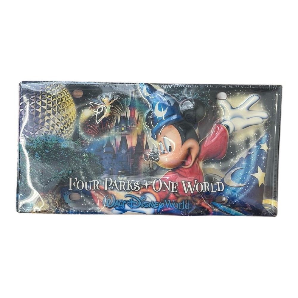 Disney World Four Parks One World Sorcerer Mickey 3D Plastic License Plate