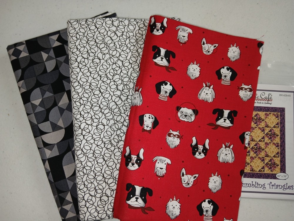 Lot 3 yd quilt kit w/pattern Fabric Cafe focus light dark QSQ free ship HTF