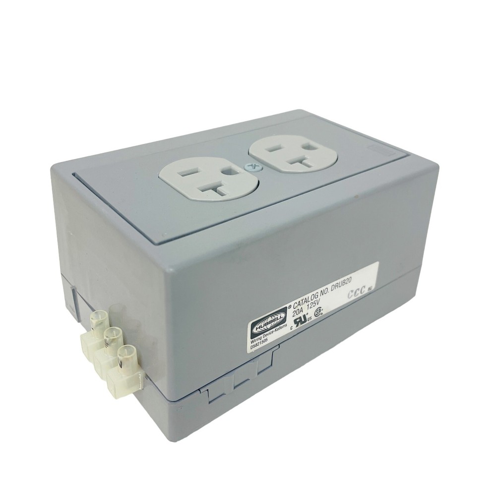 Hubbell DRUB20 DIN Rail Utility Box Duplex Receptacle 20A 125V Made in USA