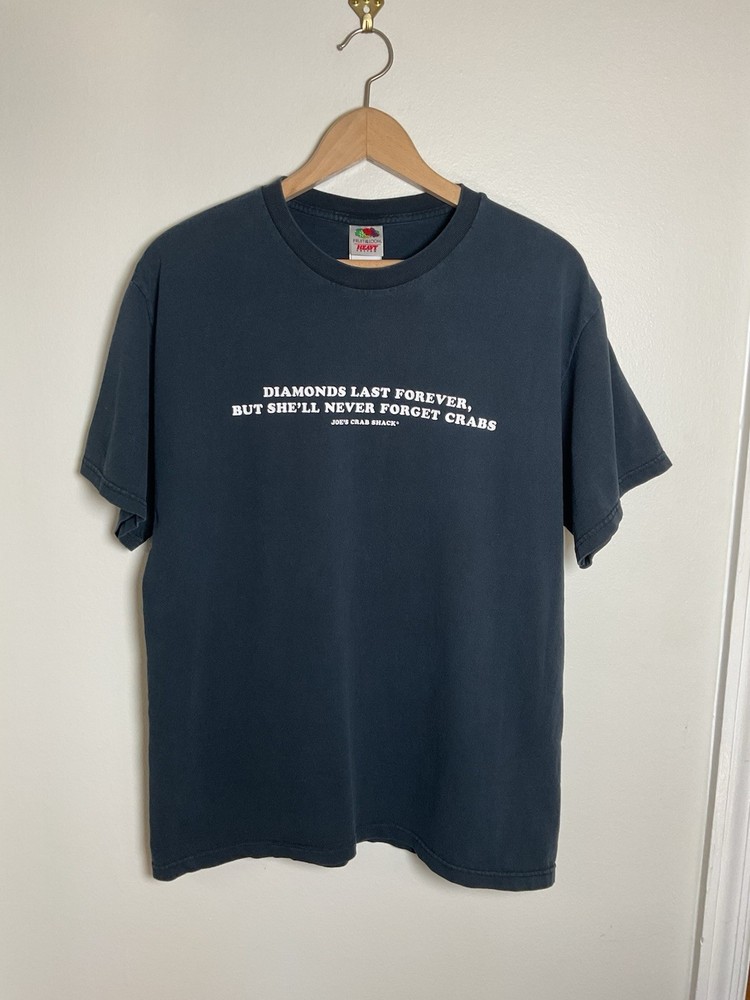 Vintage Y2K Sex Parody Graphic T-shirt Joes Crab Shack Faded Black VTG Retro Lg