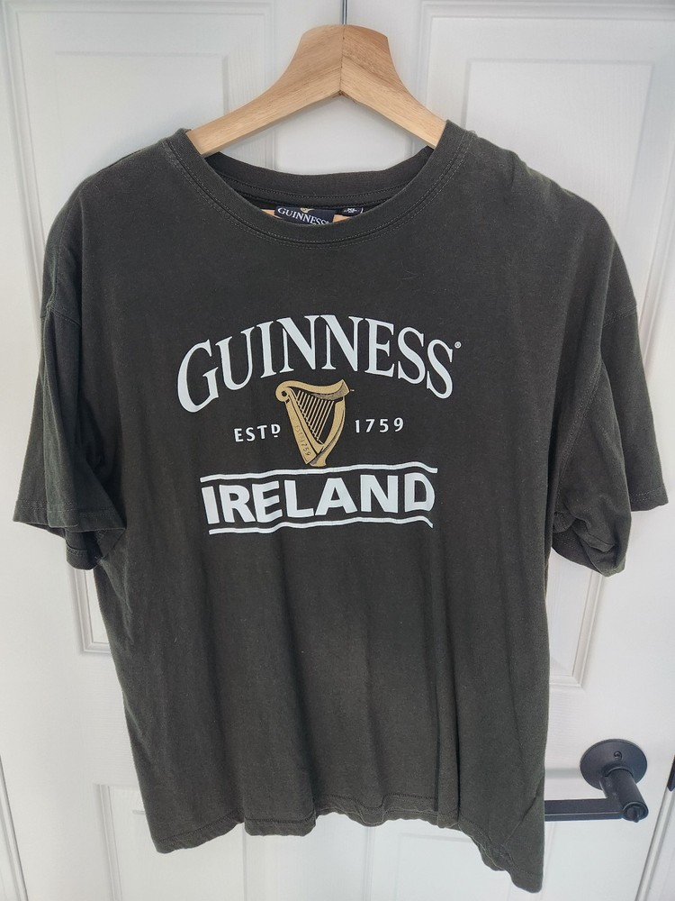 Guinness Shirt Mens Large Green Ireland Graphic Relaxed Fit Beer Cotton Tee Logo