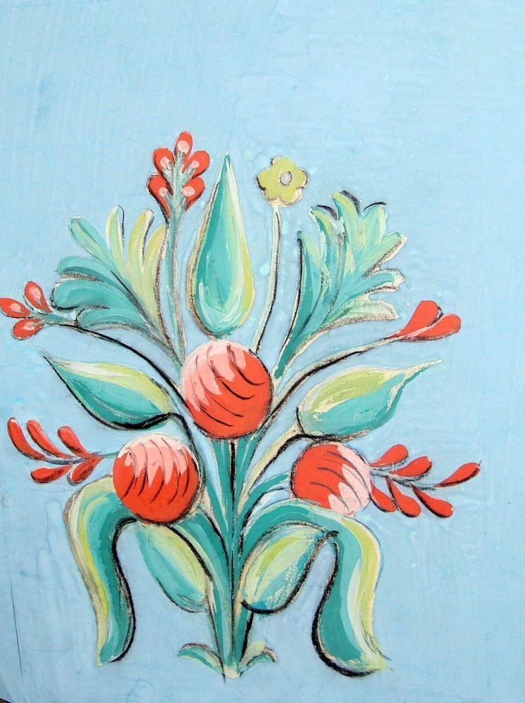 Gouache painting abstract composition still life flowers