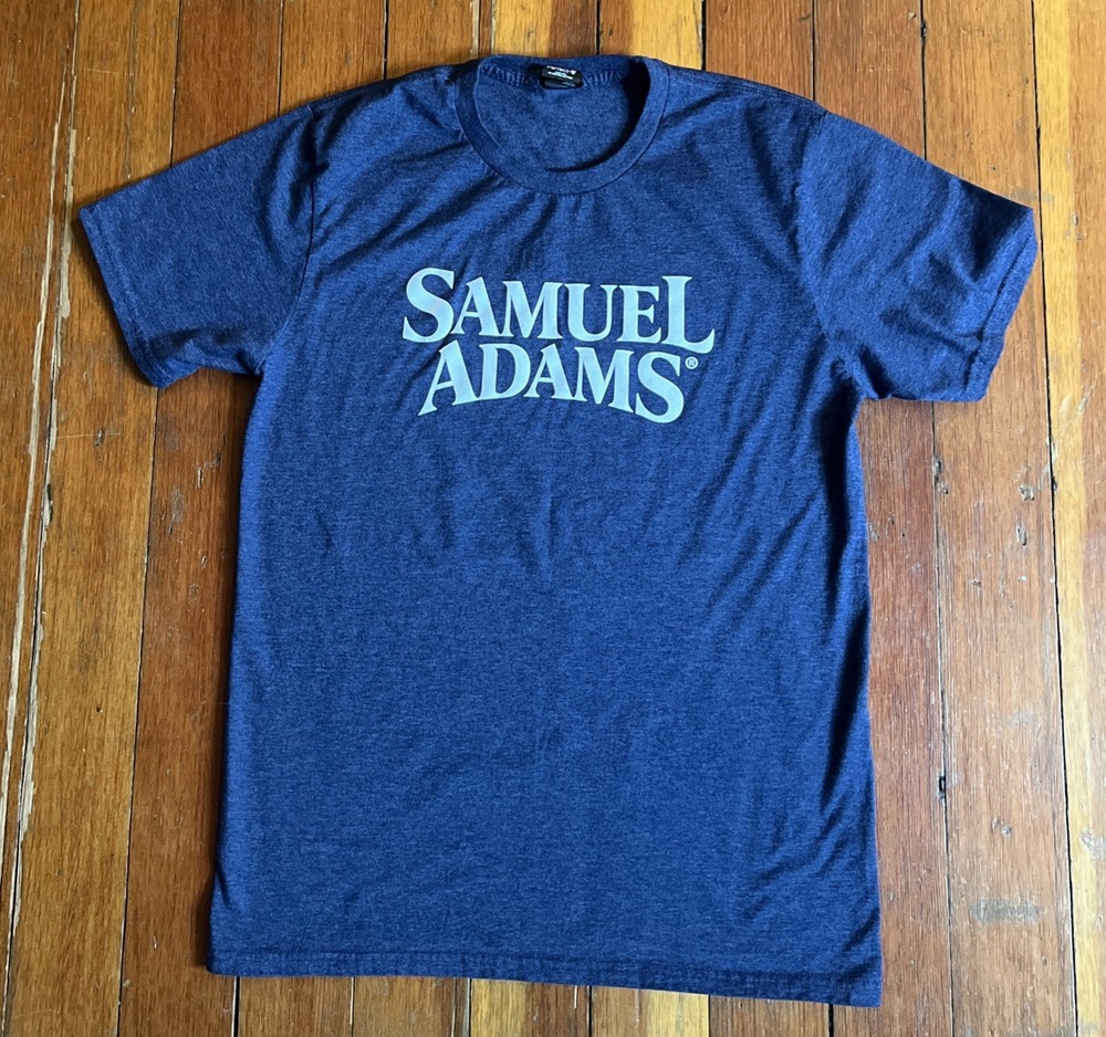 Samuel Adams Logo Graphic Print T-Shirt Men’s Medium Navy Blue Beer, Brewery
