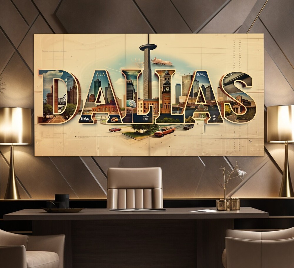 Dallas Sign Abstract Beige Painting Wall Art Canvas Unframed Print Art