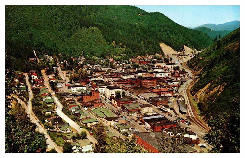 Postcard AERIAL VIEW SCENE Wallace Idaho ID m/09 AS0588