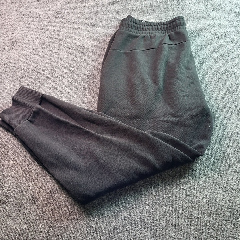 Puma Mens Sweatpants Joggers Black Fleece Lined Logo Size L