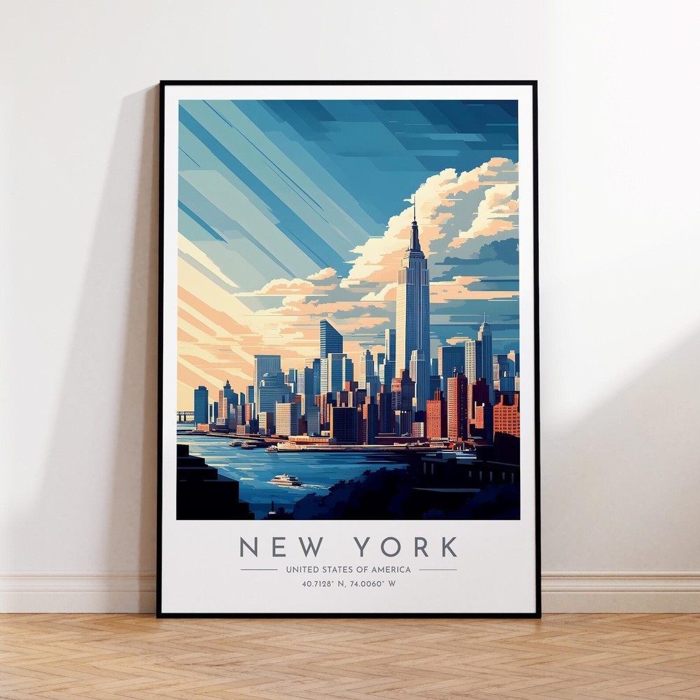 New York Travel Poster United States New York Print Home Decor Print Framed Or