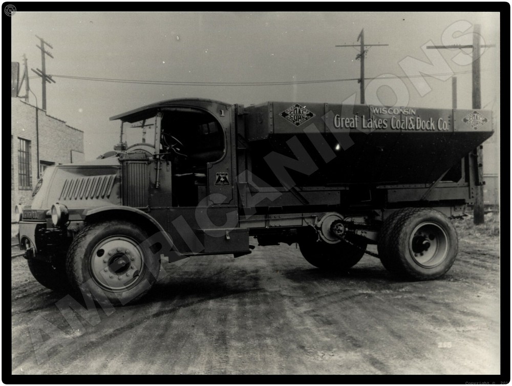 Vtg. Mack Trucks New Metal Sign: Great Lakes Coal & Dock Dump Truck