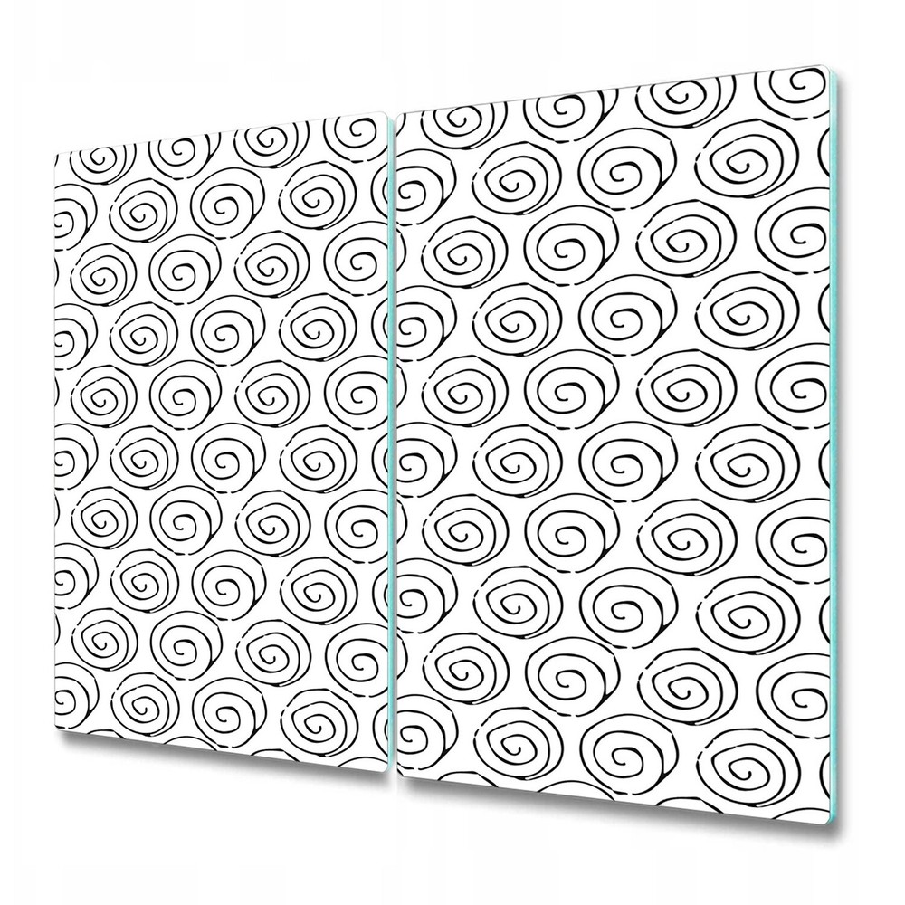 Glass Chopping Cutting Board Squiggly circles black and white simple style