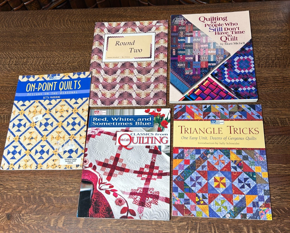 Quilting Books Lot of 5; Triangle; Red; On-Point; Round Two, No Time