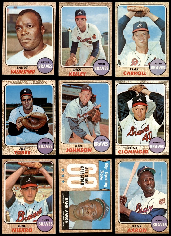 1968 Topps Atlanta Braves Team Set 4.5 VG-EX+ Graded 6909640