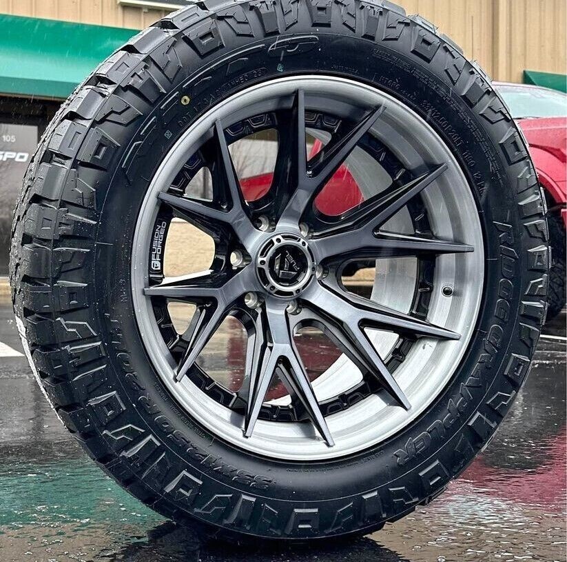 20x10 FUEL CATALYST FC402 BLACK MACHINE WHEELS RIMS 33 NITTO TIRES CHEVY GMC TRD