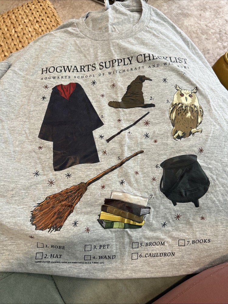 3XL Harry Potter Hogwartz Checklist T-Shirt