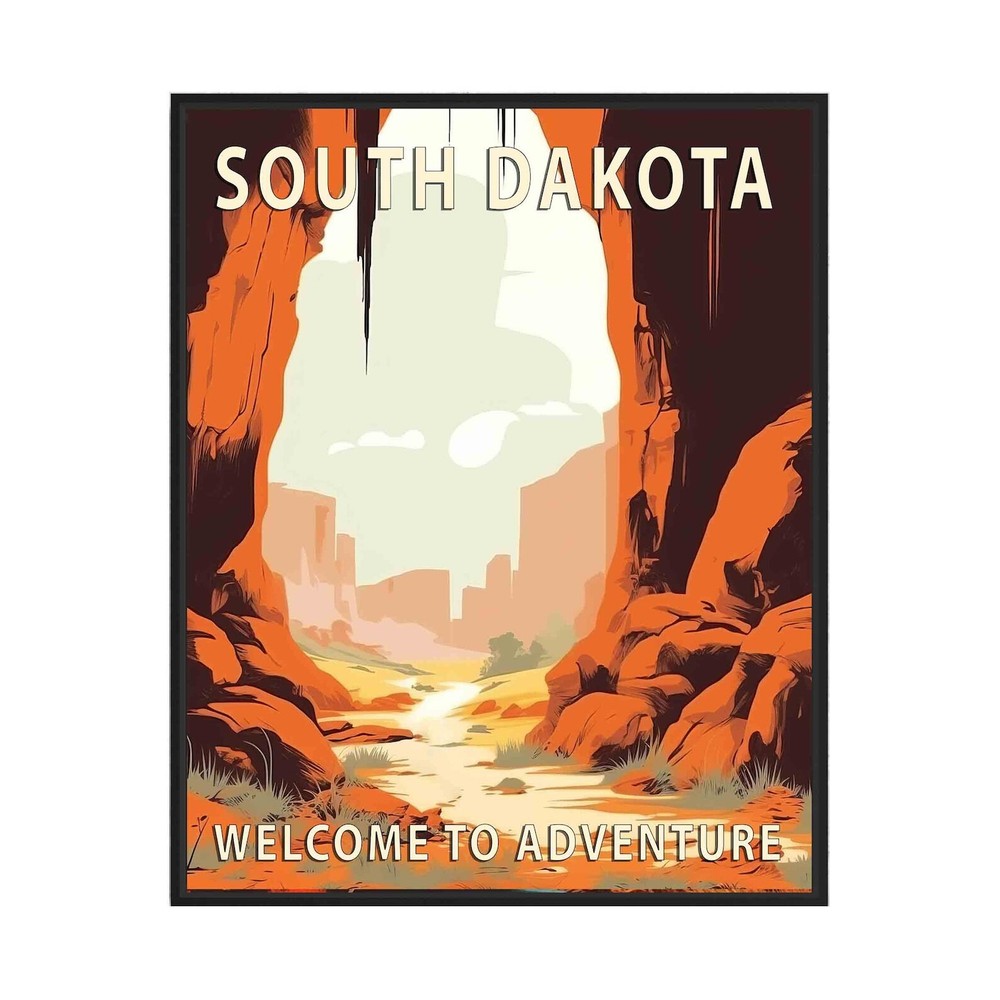South Dakota State Scenery Poster Art Print Retro National Park Gifts