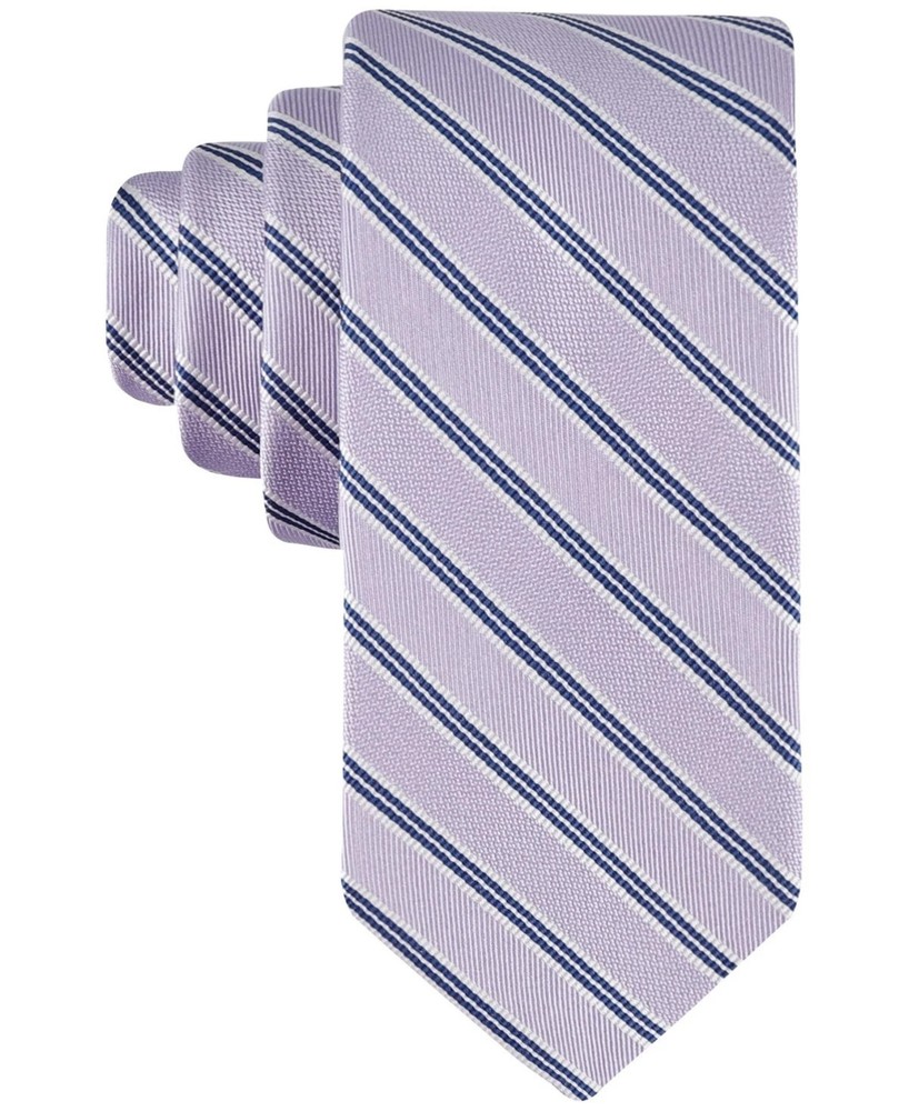 New Mens Tommy Hilfiger Maverick Stripe Lilac Silk Blend Neck Tie Necktie